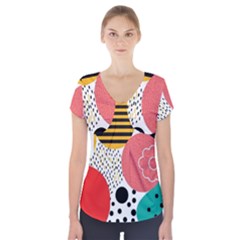 Geometric Design 07 Short Sleeve Front Detail Top