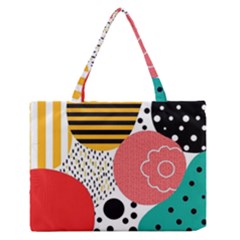 Geometric Design 07 Zipper Medium Tote Bag