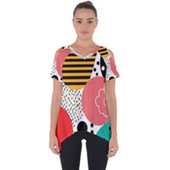 Geometric Design 07 Cut Out Side Drop T-shirt by myclothy