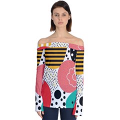 Geometric Design 07 Off Shoulder Long Sleeve Top