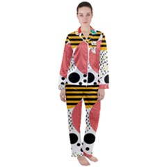 Geometric Design 07 Women s Long Sleeve Satin Pajamas Set