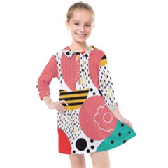 Geometric Design 07 Kids  Quarter Sleeve Shirt Dress