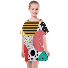 Geometric Design 07 Kids  One Piece Chiffon Dress