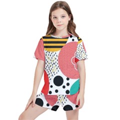 Geometric Design 07 Kids  T-shirt And Sports Shorts Set