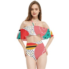 Geometric Design 07 Halter Flowy Bikini Set 