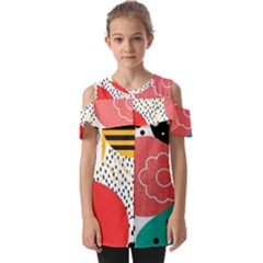 Geometric Design 07 Fold Over Open Sleeve Top