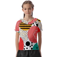 Geometric Design 07 Kids  Frill Chiffon Blouse