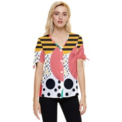 Geometric Design 07 Bow Sleeve Button Up Top