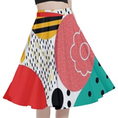 Geometric Design 07 A-line Full Circle Midi Skirt With Pocket