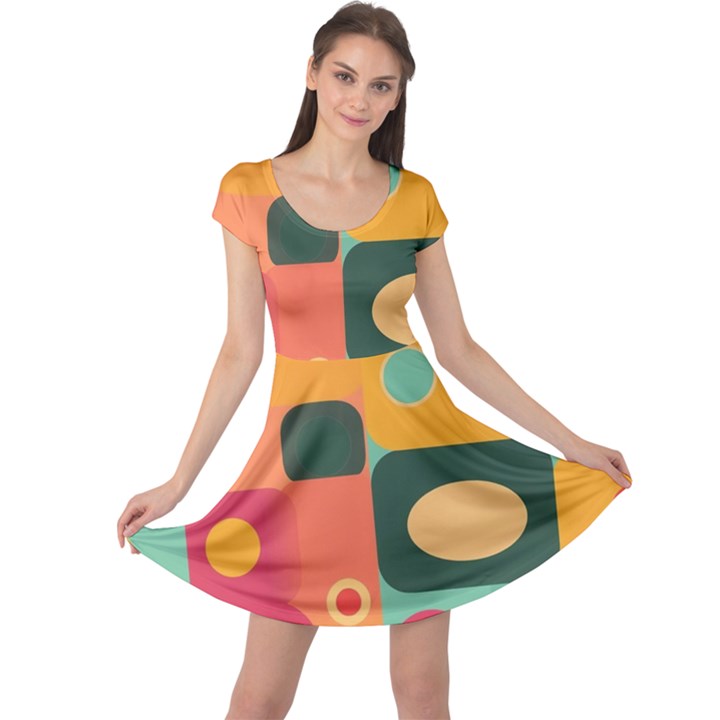 Geometric Design 08 Cap Sleeve Dress