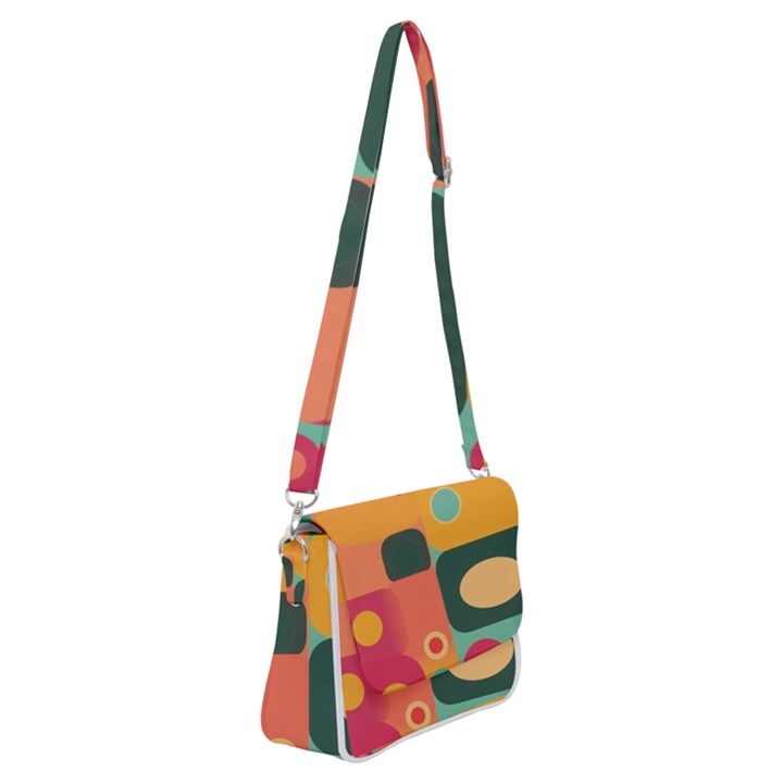 Geometric Design 08 Shoulder Bag with Back Zipper