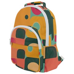 Geometric Design 08 Rounded Multi Pocket Backpack by myclothy