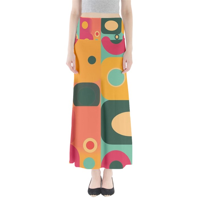 Geometric Design 08 Full Length Maxi Skirt