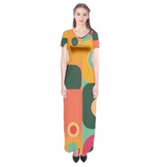 Geometric Design 08 Short Sleeve Maxi Dress