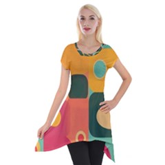 Geometric Design 08 Short Sleeve Side Drop Tunic