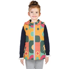 Geometric Design 08 Kids  Hooded Puffer Vest