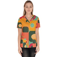 Geometric Design 08 Women s V-neck Scrub Top