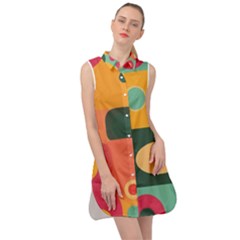 Geometric Design 08 Sleeveless Shirt Dress