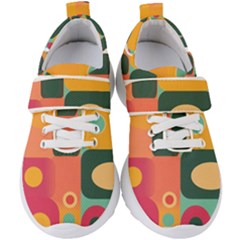 Geometric Design 08 Kids  Velcro Strap Shoes