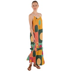 Geometric Design 08 Cami Maxi Ruffle Chiffon Dress