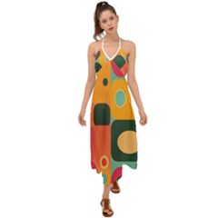 Geometric Design 08 Halter Tie Back Dress 