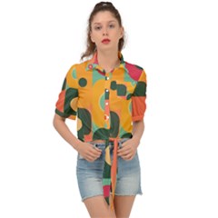 Geometric Design 08 Tie Front Shirt 