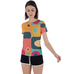 Geometric Design 08 Back Circle Cutout Sports T-shirt by myclothy