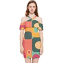 Geometric Design 08 Shoulder Frill Bodycon Summer Dress View1