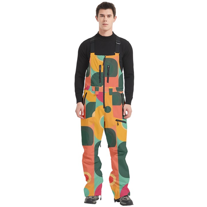 Geometric Design 08 Men s Front Zip Ski And Snowboard Bib Pants