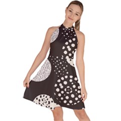 Geometric Design 09 Sleeveless Halter Neck A-line Dress by myclothy