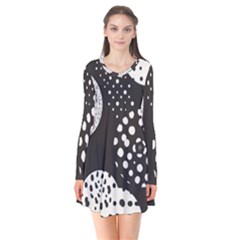 Geometric Design 09 Long Sleeve V-neck Flare Dress