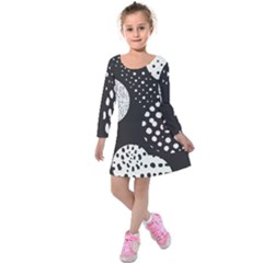 Geometric Design 09 Kids  Long Sleeve Velvet Dress