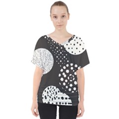 Geometric Design 09 V-neck Dolman Drape Top