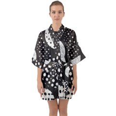 Geometric Design 09 Half Sleeve Satin Kimono 