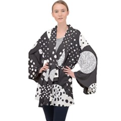 Geometric Design 09 Long Sleeve Velvet Kimono  by myclothy