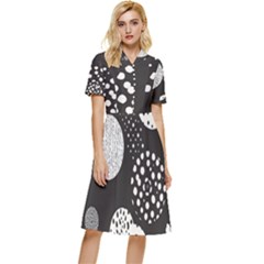 Geometric Design 09 Button Top Knee Length Dress