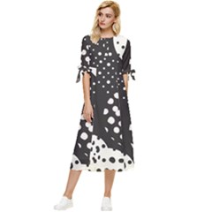 Geometric Design 09 Bow Sleeve Chiffon Midi Dress