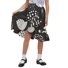 Geometric Design 09 Kids  Ruffle Flared Wrap Midi Skirt