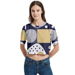 Geometric Design 10 Women s Round Neck Short Sleeve Crop Top