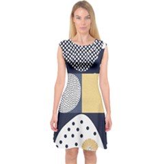 Geometric Design 10 Capsleeve Midi Dress