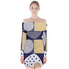 Geometric Design 10 Long Sleeve Off Shoulder Dress