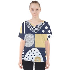 Geometric Design 10 V-neck Dolman Drape Top