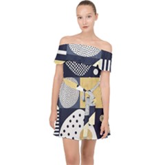 Geometric Design 10 Off Shoulder Chiffon Dress