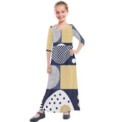 Geometric Design 10 Kids  Quarter Sleeve Maxi Dress