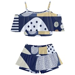 Geometric Design 10 Kids  Off Shoulder Skirt Bikini