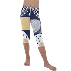 Geometric Design 10 Kids  Lightweight Velour Capri Leggings 