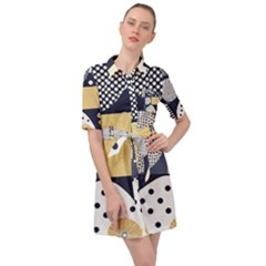 Geometric Design 10 Belted Shirt Dress by myclothy