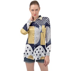 Geometric Design 10 Long Sleeve Satin Shirt