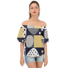 Geometric Design 10 Off Shoulder Short Sleeve Top