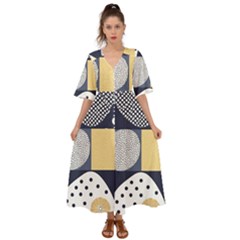 Geometric Design 10 Kimono Sleeve Boho Dress